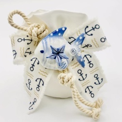 Bomboniera battesimo pesciolino Capodimonte sacchetto bianco